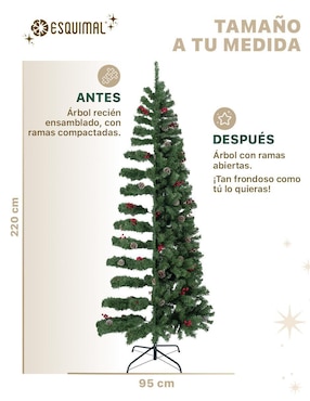 Árbol de navidad Esquimal Tipo Lápiz con Berries y Piñas de PVC