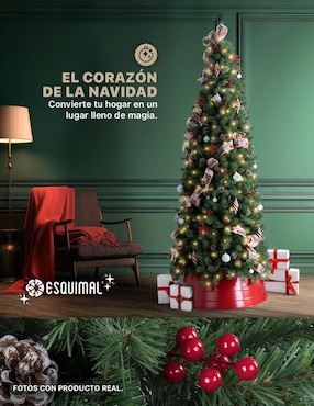 Árbol de navidad Esquimal Tipo Lápiz con Berries y Piñas de PVC
