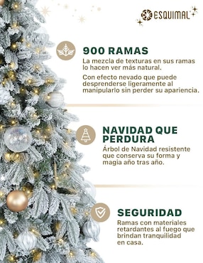 Árbol de navidad Esquimal Tipo Lápiz Nevado Canadiense de PVC