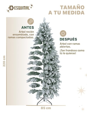 Árbol de navidad Esquimal Tipo Lápiz Nevado Canadiense de PVC
