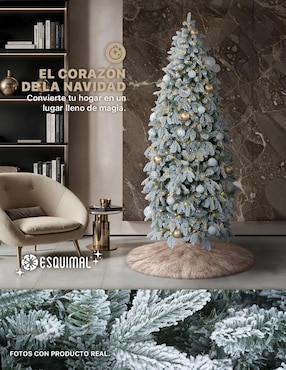 Árbol de navidad Esquimal Tipo Lápiz Nevado Canadiense de PVC