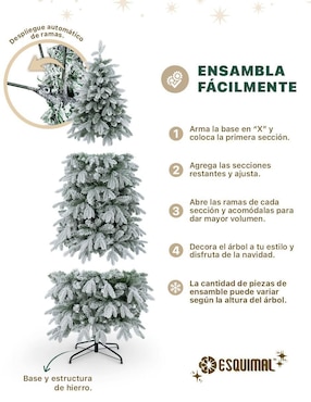 Árbol de navidad Esquimal Tipo Lápiz Nevado Canadiense de PVC