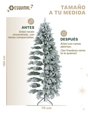 Árbol de navidad Esquimal Tipo Lápiz Nevado Canadiense de PVC