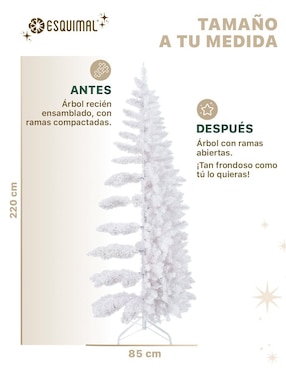 Árbol de navidad Esquimal tipo lápiz blanco nacarado