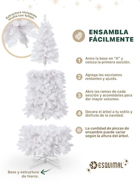 Árbol de navidad Esquimal tipo lápiz blanco nacarado