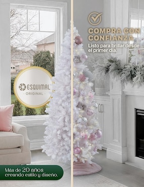 Árbol de navidad Esquimal tipo lápiz blanco nacarado