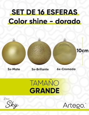 Set de esfera navideña Artego Grandes sky con 16 piezas