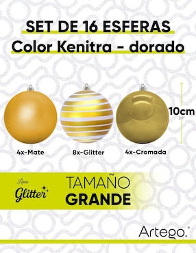 Set de esfera navideña Artego con 16 piezas
