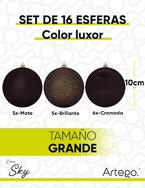 Set de esfera navideña Artego Grandes Luxor con 16 piezas