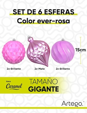 Set de esfera navideña Artego Extra Grandes Caramel Ever con 6 piezas