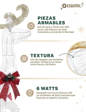 Figura decorativa de trineo Navidad Esquimal Iluminados para Exterior