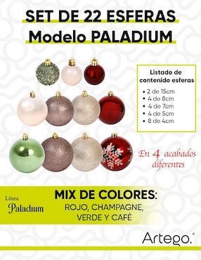 Set de esfera navideña Artego con 22 piezas