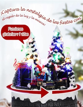 Figura decorativa de diferentes diseños Navidad Cm-Top Santa Claus Con Tren Giratorio de resina