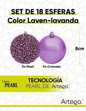 Set de esfera navideña Artego pearl con 18 piezas