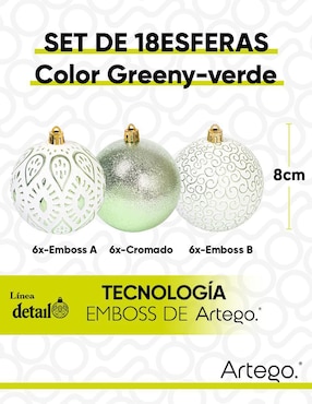 Set de esfera navideña Artego con 18 piezas