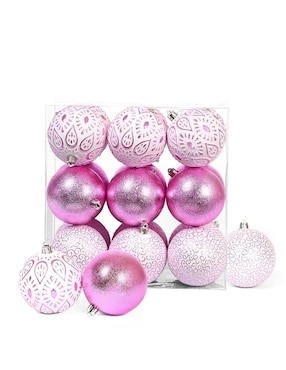 Set de esfera navideña Artego Detail Rosé con 18 piezas