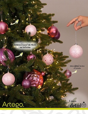 Set de esfera navideña Artego Detail Rosé con 18 piezas