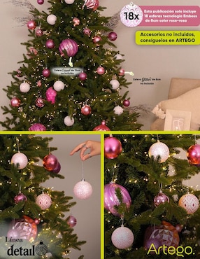 Set de esfera navideña Artego Detail Rosé con 18 piezas