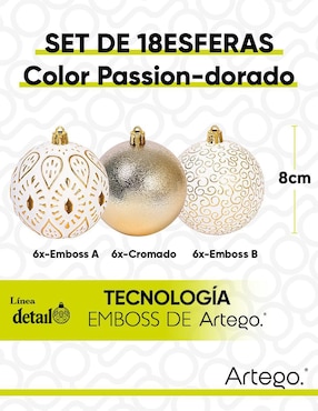 Set de esfera navideña Artego Detail Passion con 18 piezas