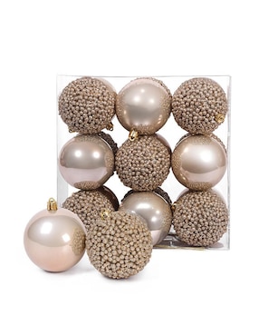 Set de esfera navideña Artego Pearl Cream con 18 piezas