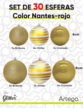 Set de esfera navideña Artego Nice con 30 piezas