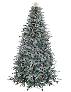 Árbol de navidad Esquimal Nevado con Frutos y Estrella de PVC con 250 luces