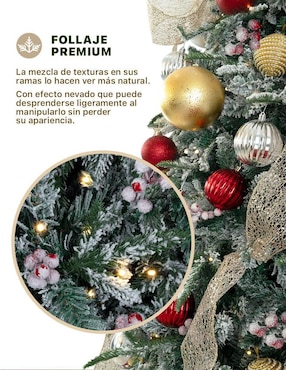 Árbol de navidad Esquimal Nevado con Frutos y Estrella de PVC con 250 luces