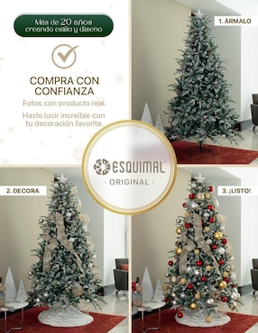Árbol de navidad Esquimal Nevado con Frutos y Estrella de PVC con 250 luces