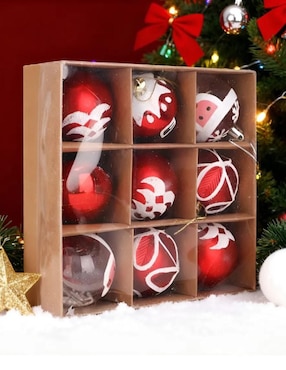 Set de esfera navideña Cm-Top Estilo Santa Claus con 9 piezas