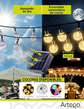 Set luces LED Artego Solar con 100 focos