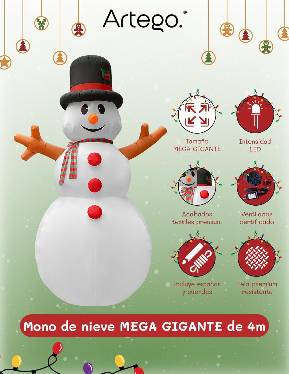 Inflable decorativo forma de muñeco de nieve 2