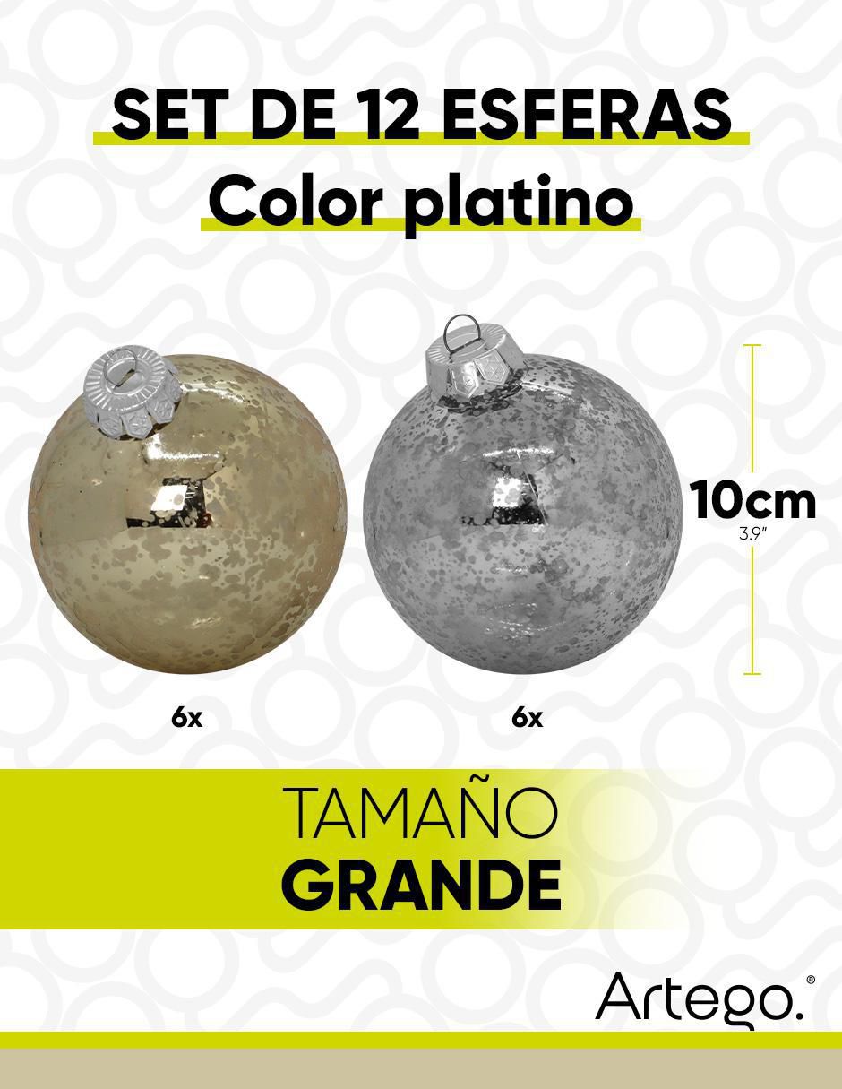 Esfera navideña Mix Platino Dorado con 12 piezas 6