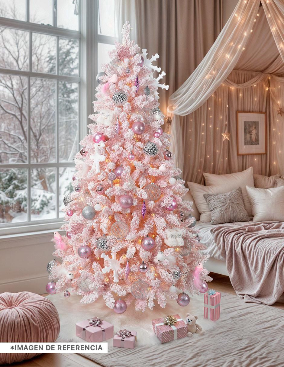 Árbol de navidad Rosa Nevado 5