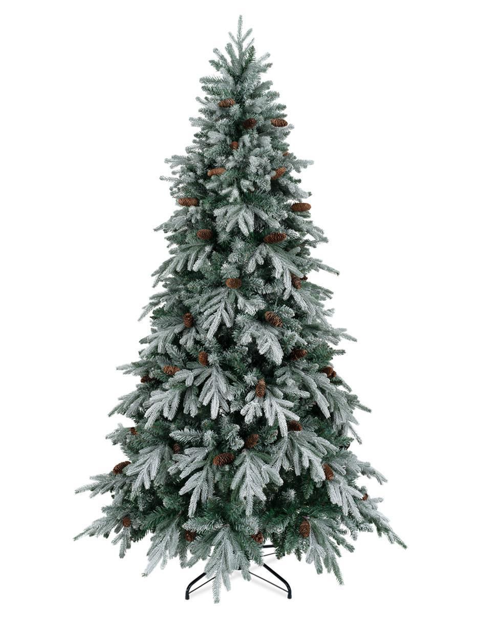 Árbol de navidad Nevado Escarchado Con Piñas Árbol de navidad Nevado Escarchado Con Piñas