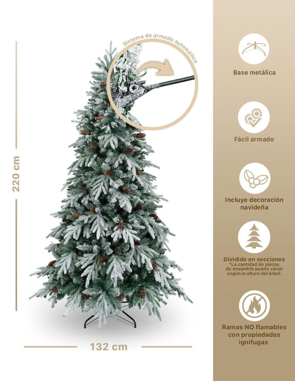 Árbol de navidad Nevado Escarchado Con Piñas 2