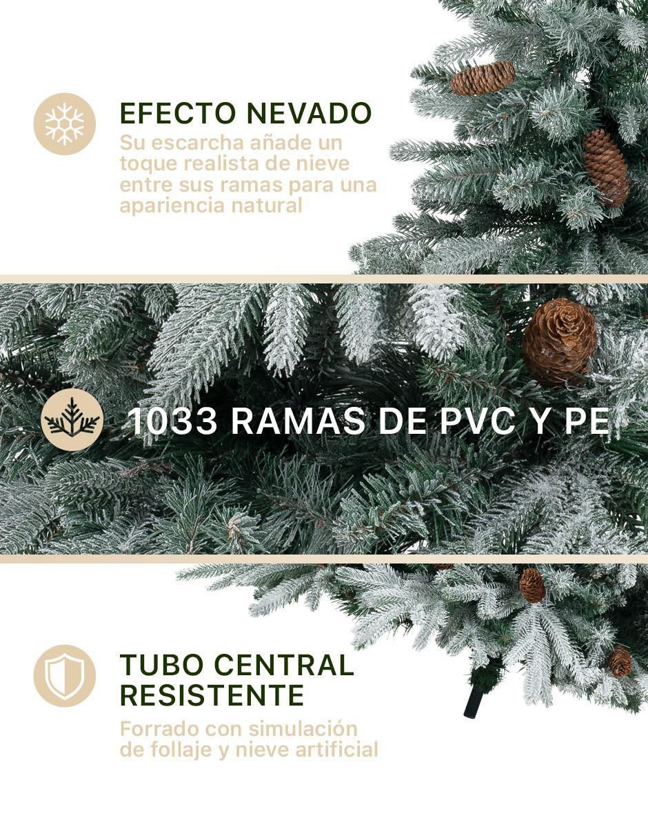 Árbol de navidad Nevado Escarchado Con Piñas 4