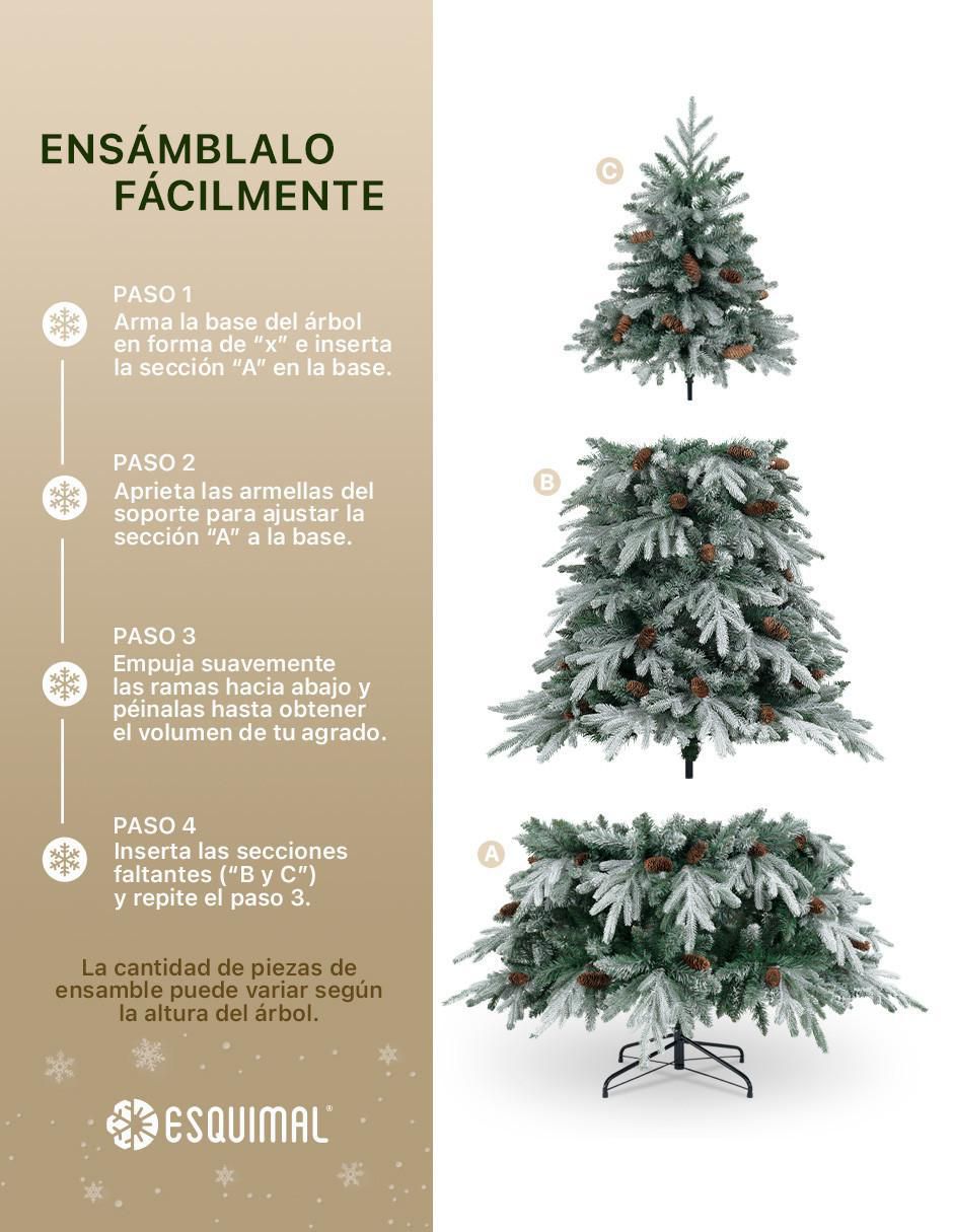 Árbol de navidad Nevado Escarchado Con Piñas 5