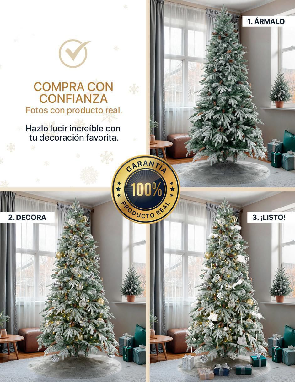 Árbol de navidad Nevado Escarchado Con Piñas 6