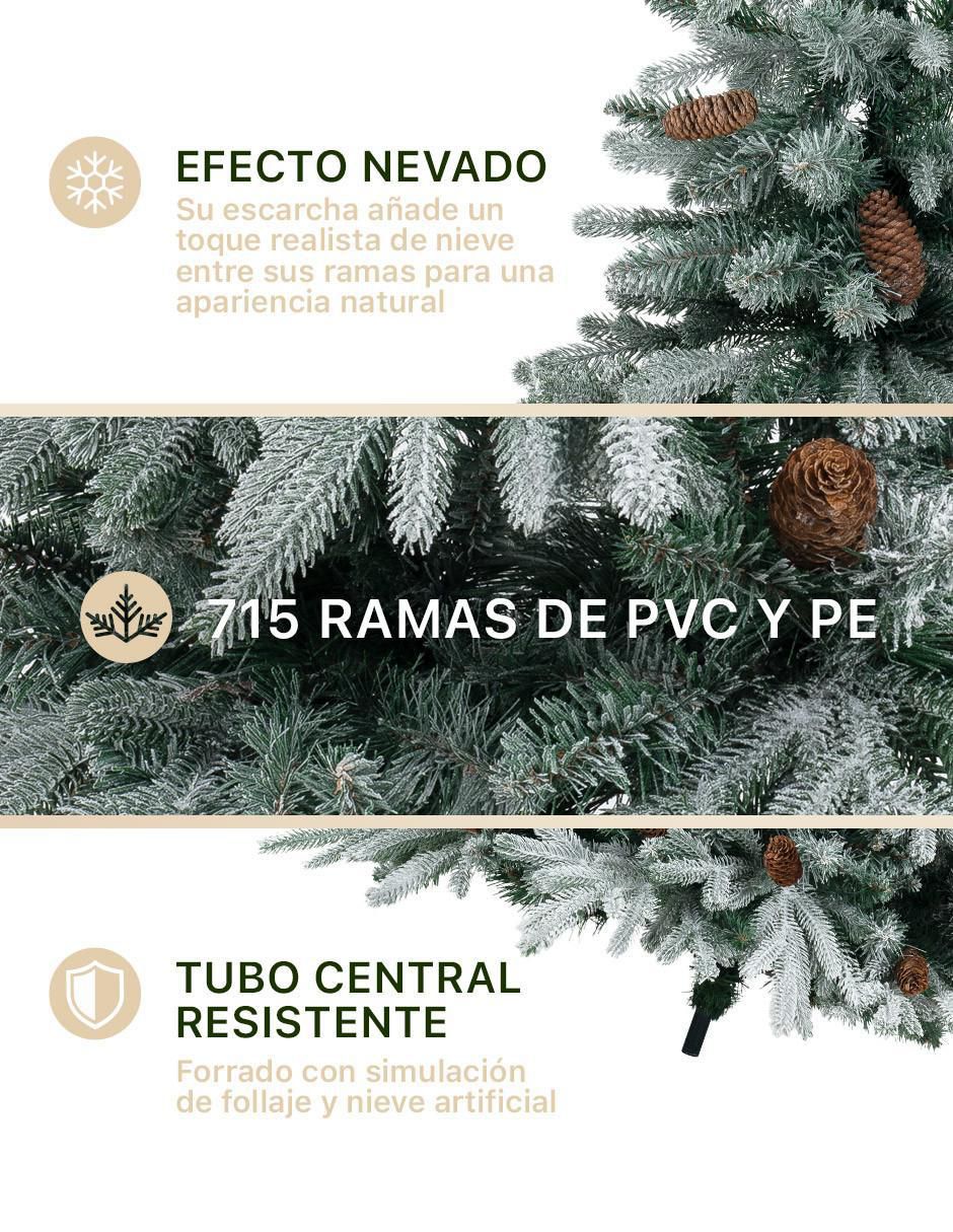 Árbol de navidad Nevado Escarchado Con Piñas 3