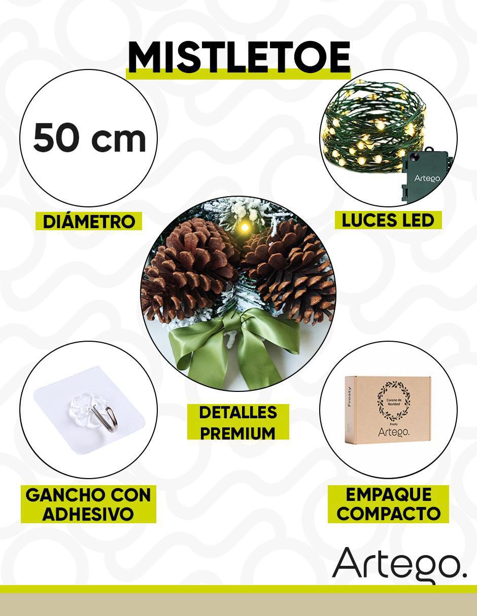 Corona navideña Mistletoe Iluminada 3