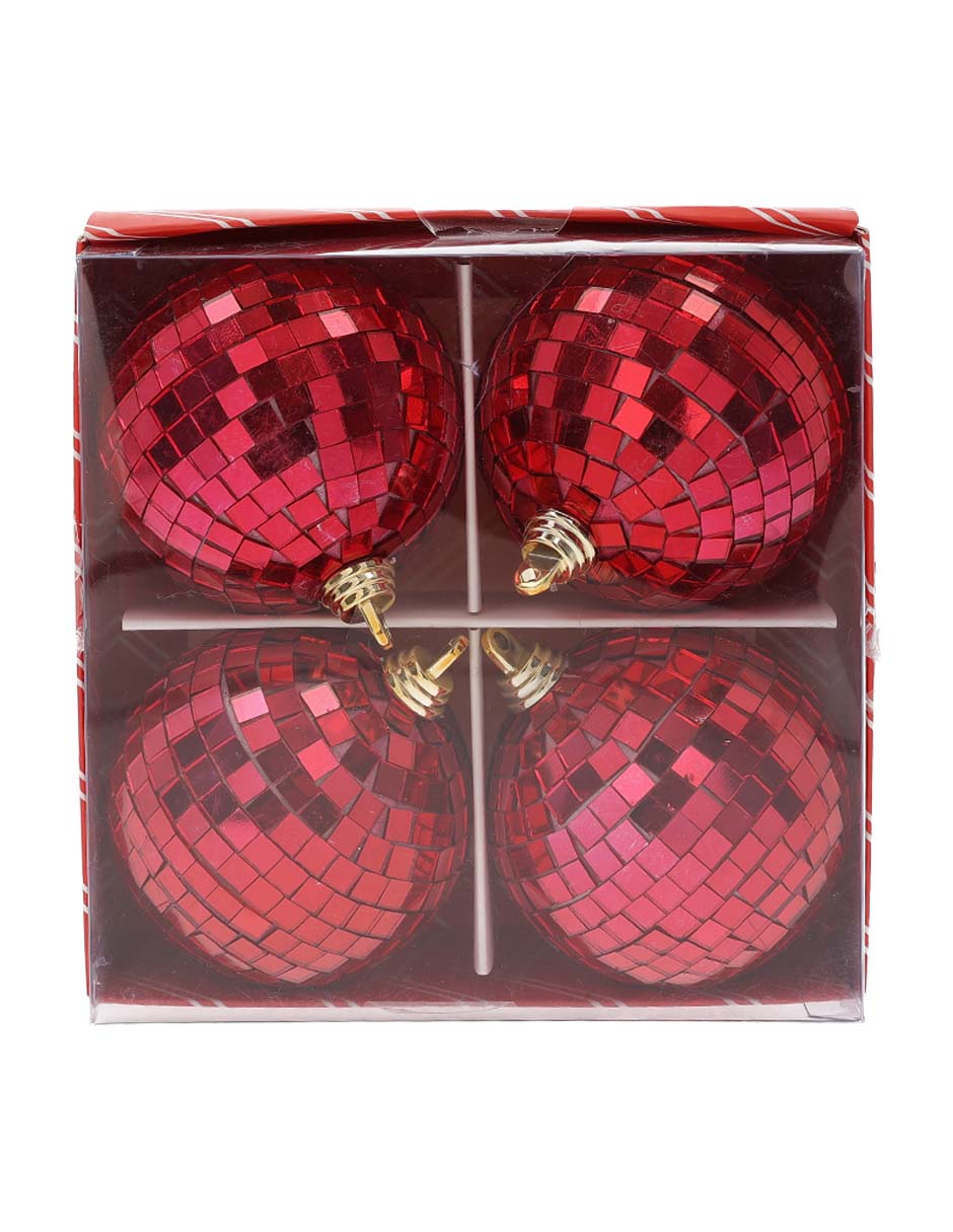 Set de esfera navideña Roja con 4 piezas