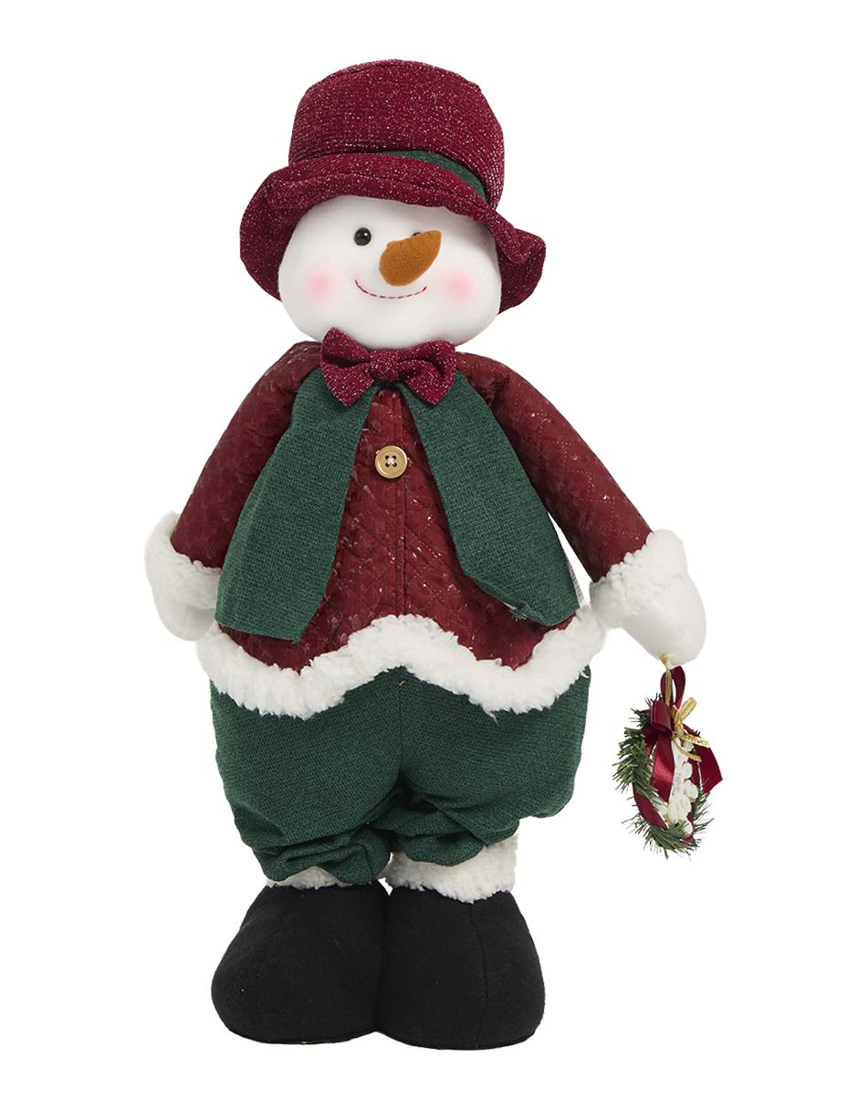 Figura de tela de muñeco nieve Navidad Roja 4
