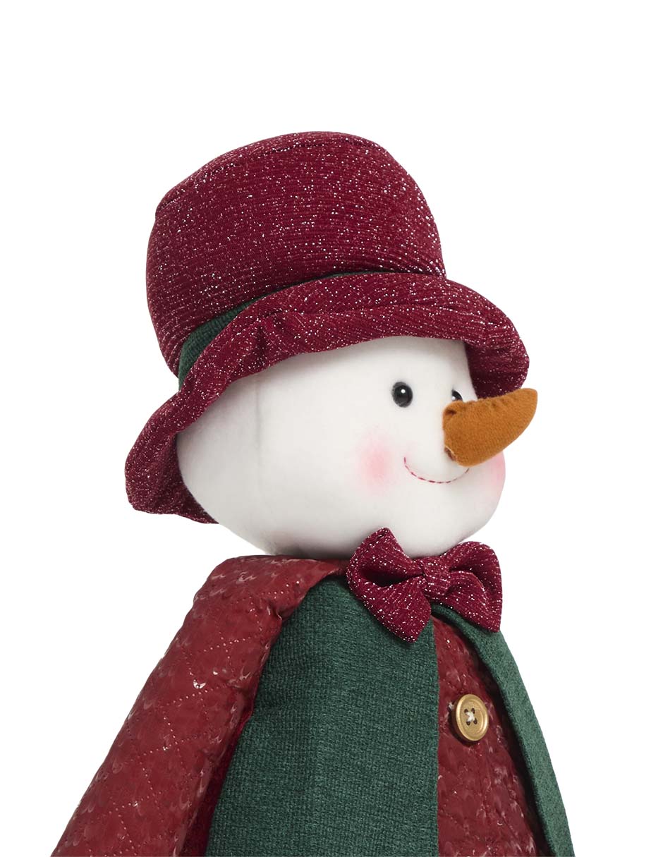 Figura de tela de muñeco nieve Navidad Roja 5