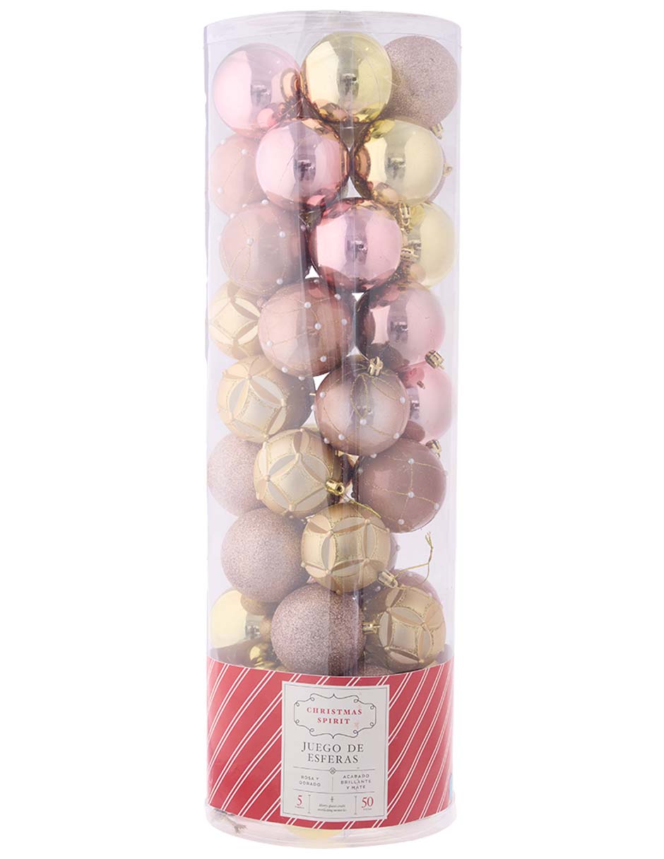 Set de esferas navideñas Rosa con 50 piezas