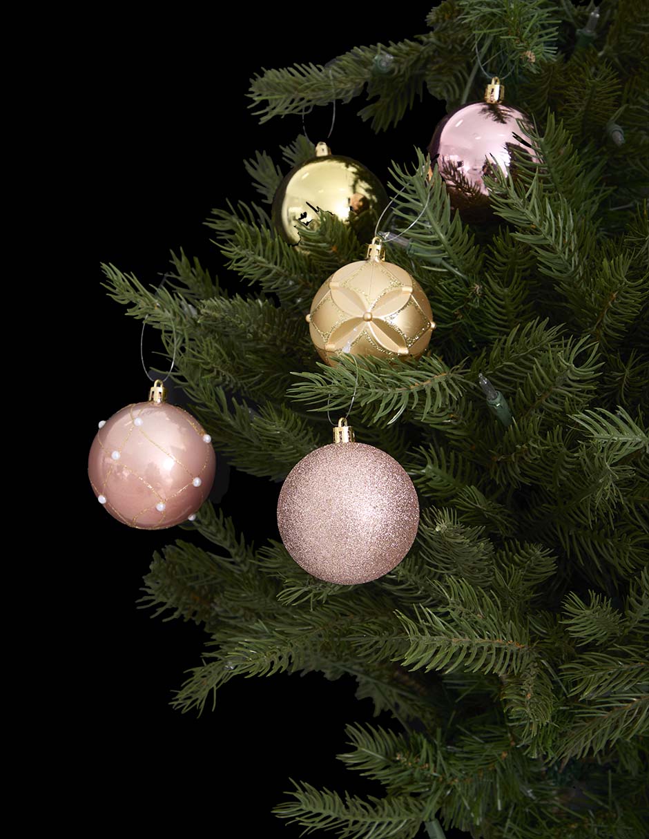 Set de esferas navideñas Rosa con 50 piezas 7