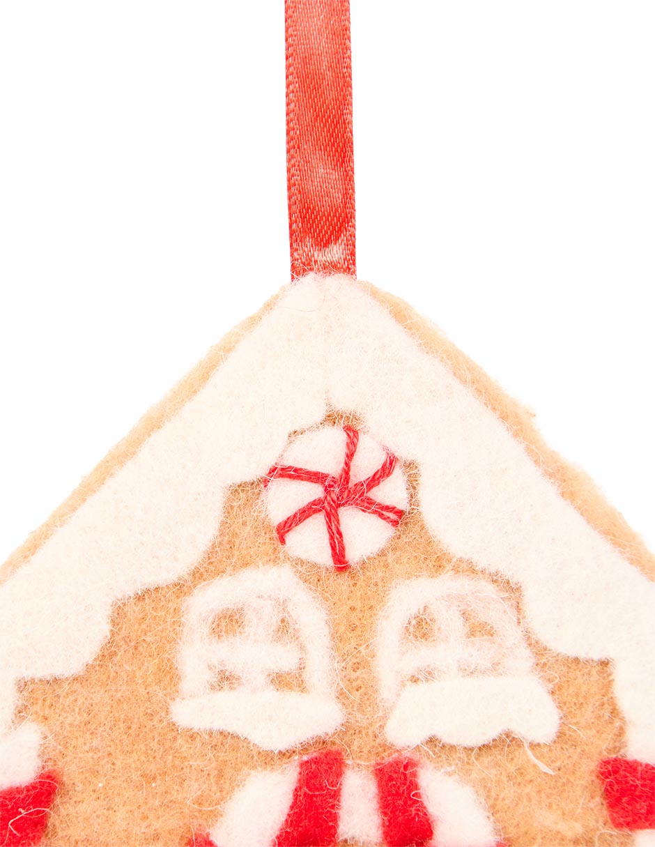 Ornamento navideño casa de jengibre Roja 3