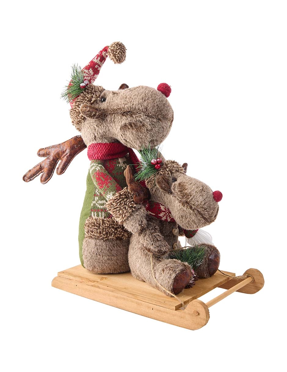 Figura decorativa de trineo Moose & Bebé