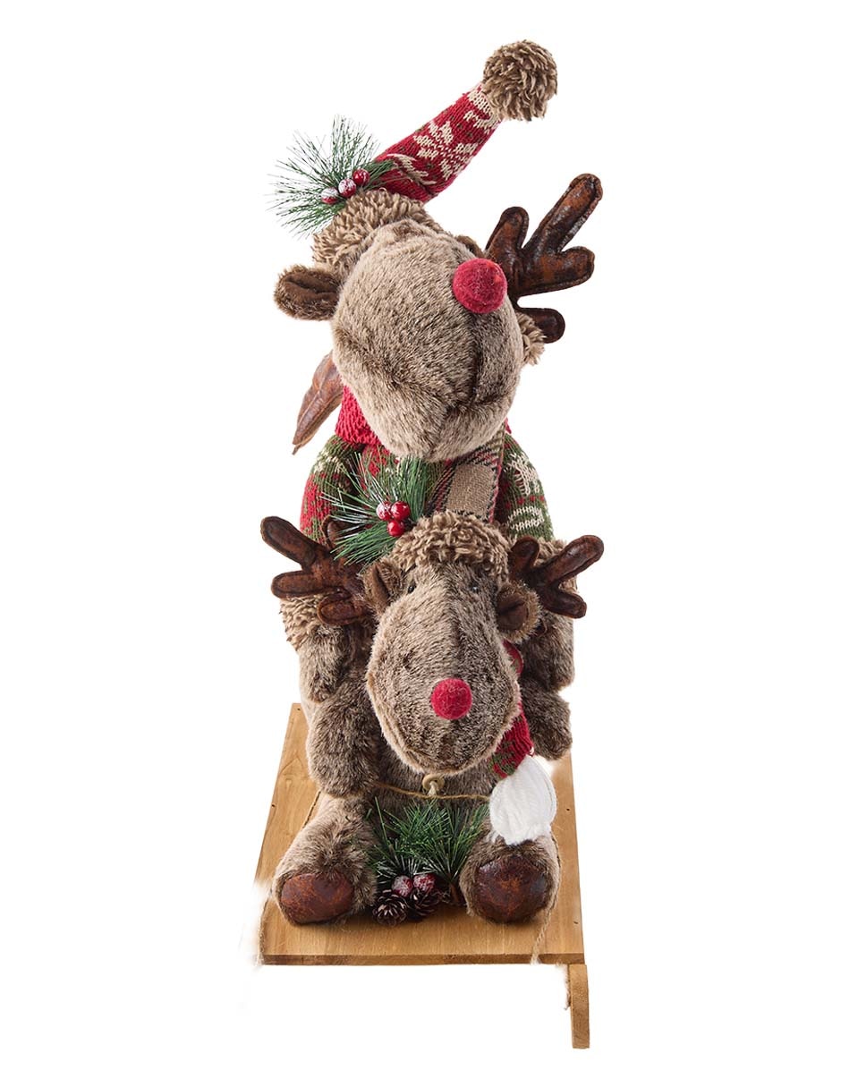Figura decorativa de trineo Moose & Bebé 2