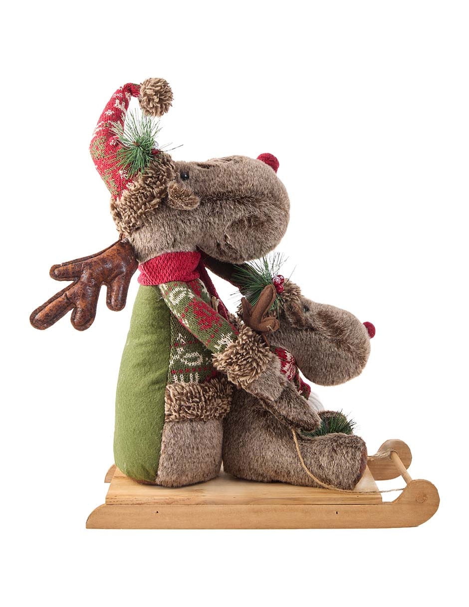 Figura decorativa de trineo Moose & Bebé 3