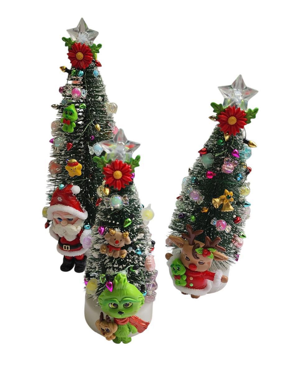 Set de figura decorativa de árbol navidad Navidad Reno, Santa y Grinch 4